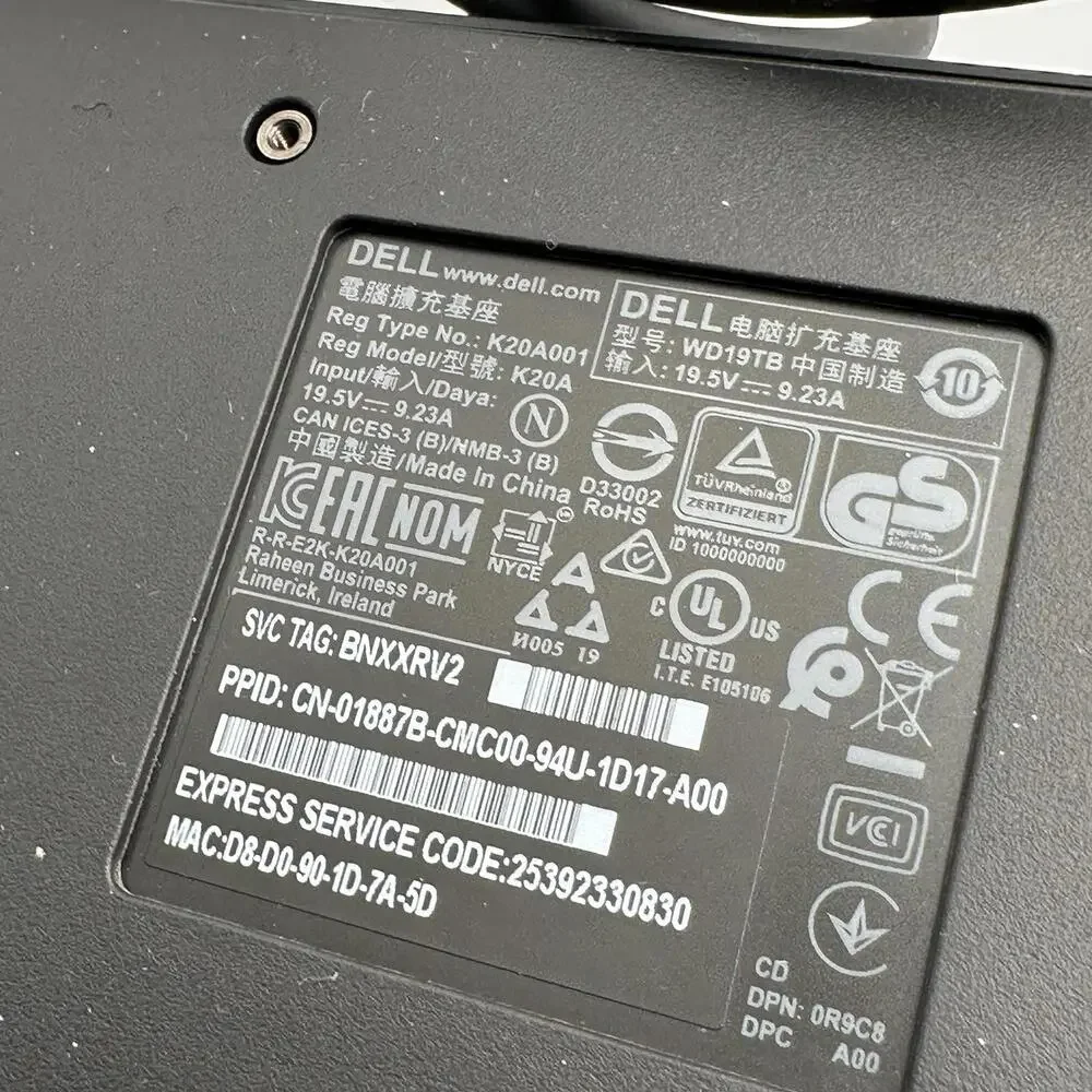 Dell Thunderbolt USB-C Docking Station Port Replicator WD19TB w/ 180W Adapter